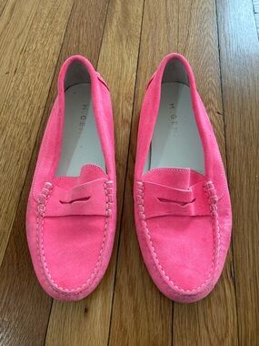 M. Gemi Hot Pink Suede Penny Loafers